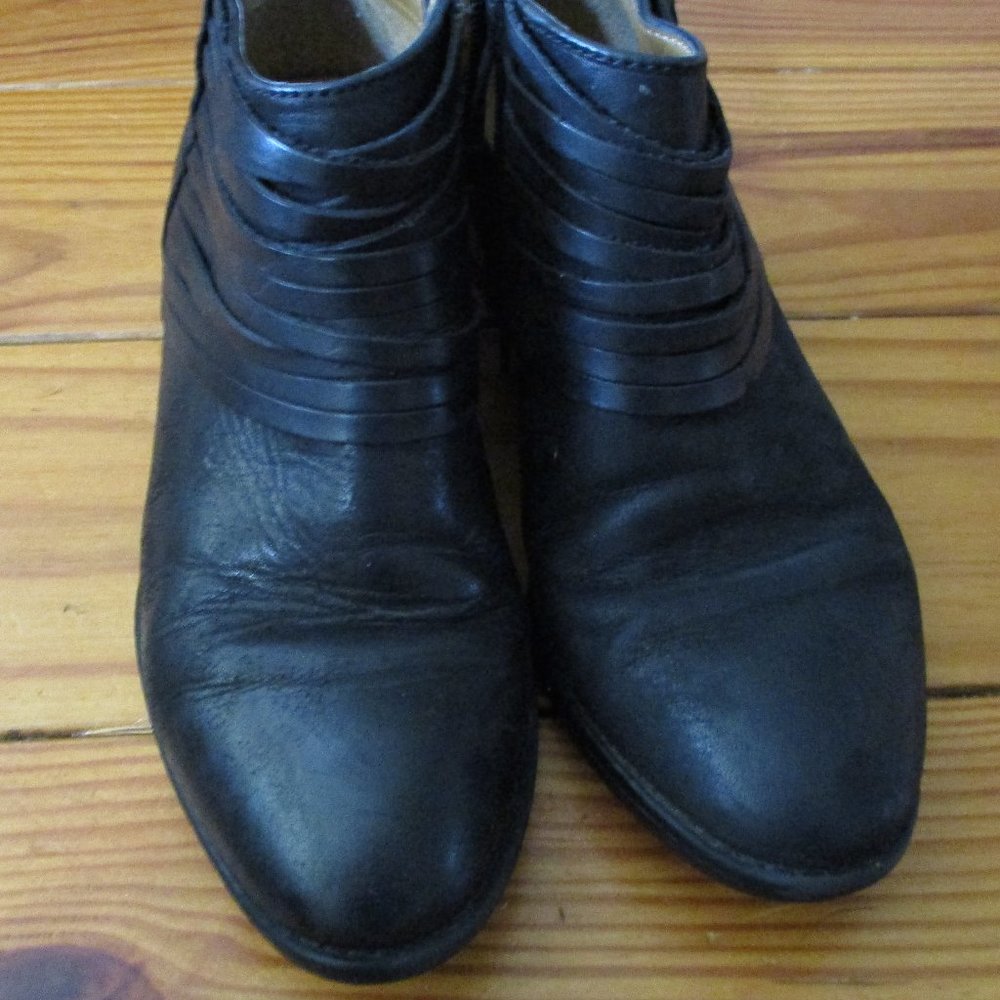 Black Genuine Leather Booties